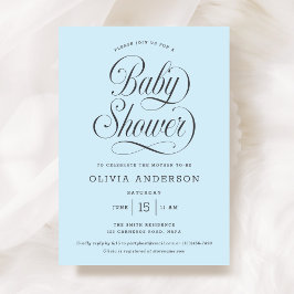 Invitación Chic Elegant Script Light Blue Boy Baby Shower