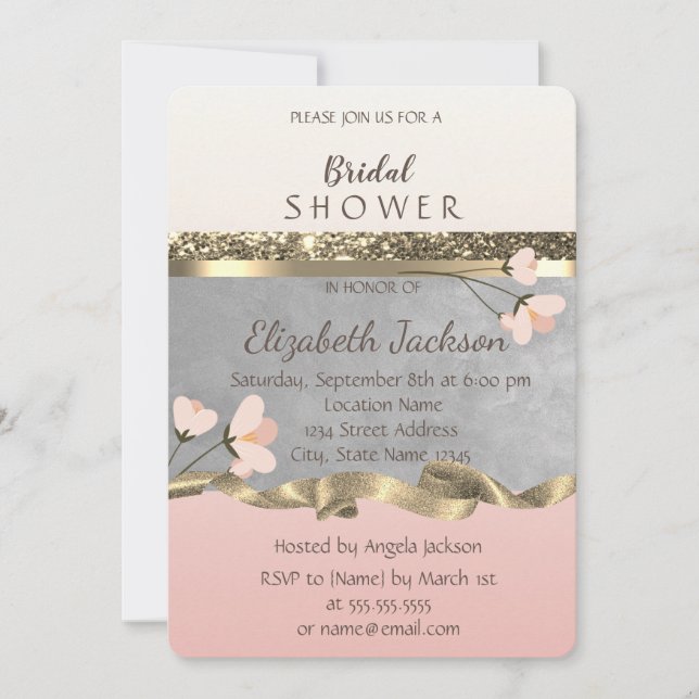 Invitación Chic Elegante Floral para Despedida de Soltera (Anverso)