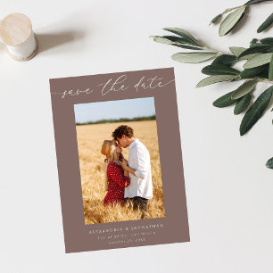 Invitación Chic Elegante Mod Foto Guardar la Fecha 3 - Taupe