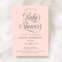 Chic Elegante Script Rosa Claro Chica Baby Shower