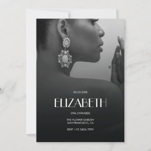 Invitación Chic en negro y blanco Despedida de soltera minima