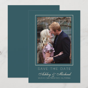 Invitación Chic Esmeralda Marfil Foto Boda Guardar la Fecha