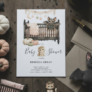 Invitación Chic espeluznante ducha de bebé niña murciélago gó