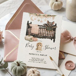 Invitación Chic espeluznante ducha de bebé niña murciélago gó