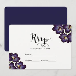 Invitación Chic Femenino Floral Púrpura Rsvp Boda
