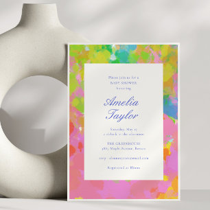 Invitación Chic Fiesta de Bebé Abstracta Colorida Moderna