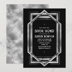 Invitación Chic Fiesta de Despedida de Soltera Negra y Platea