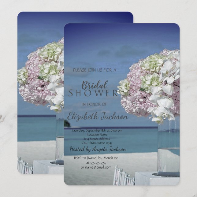 Invitación Chic Fiesta de Playa Floral Despedida de Soltera (Anverso / Reverso)