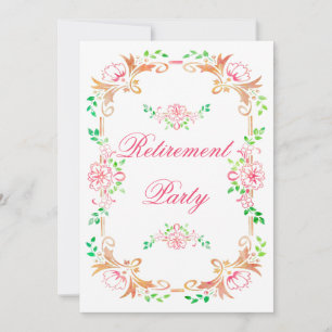Invitación Chic Floral Acuarela de Jubilación Doble Cara