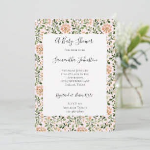 Invitación Chic Floral Rosa Baby Shower
