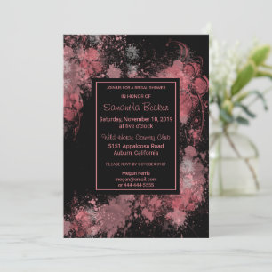 Invitación Chic Floral Rubor Pintura Salpicadura Despedida de