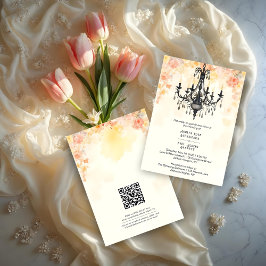 Invitación Chic Floral Vintage Chandelier in Pastel Colors 