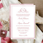Invitación Chic Formal Monogram Burgundy Watercolor Wedding<br><div class="desc">Delight friends and family with this elegant wedding invitation showcasing exquisite fine hand drawn leafy botanical monogram with bride and groom's initials. Front invitation trimmed with thin burgundy, mulberry hues watercolor frame, while invitation's back featuring beautiful watercolor wash in burgundy, mulberry, desert rose and cabernet wine hues. Clean and simple...</div>
