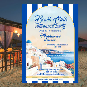 Invitación Chic Franja Costera Club de Playa Grecia Jubilació