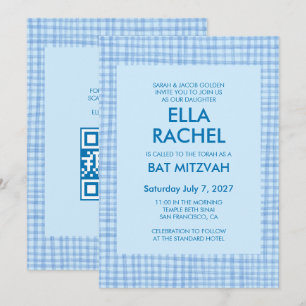Invitación Chic Gingham Moderno Código QR Personalizado Bar M