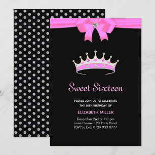 Invitación Chic Glitter Diamond Crown Sweet Sixtee