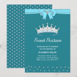 Invitación Chic Glitter Diamond Sweet Sixteen en T