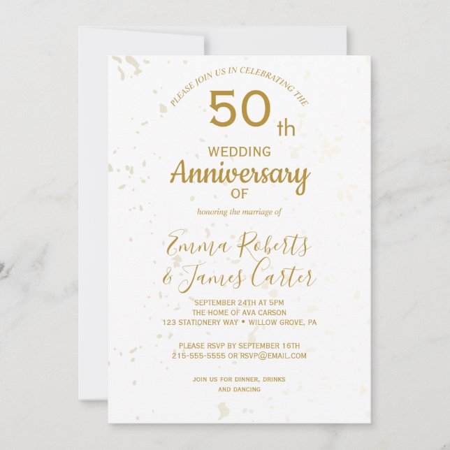 Invitación Chic Gold 50º Aniversario de Boda  (Anverso)