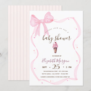 Invitación Chic helado lazo rayas Baby Shower