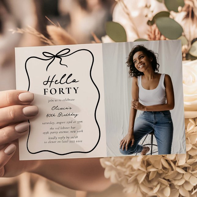 Invitación Chic Hello Forty' Photo 40th Birthday Party (Subido por el creador)