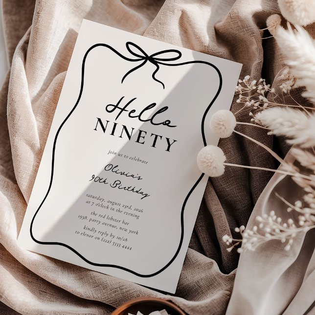 Invitación Chic Hello Ninety' 90th Birthday Party (Subido por el creador)