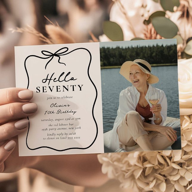 Invitación Chic Hello Seventy' Photo 70th Birthday Party (Subido por el creador)