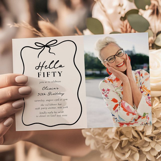 Invitación Chic Hola Cincuenta' Foto Cumpleaños 50 Party (Subido por el creador)