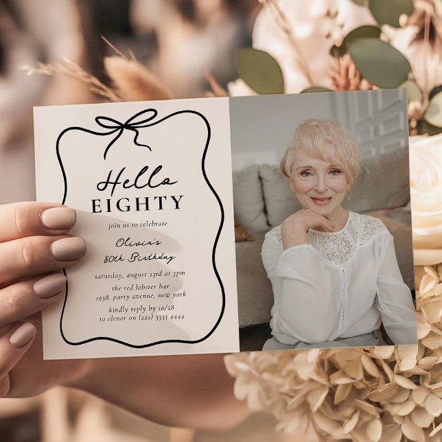 Invitación Chic Hola Ochenta Cumpleaños Foto 80 (Subido por el creador)