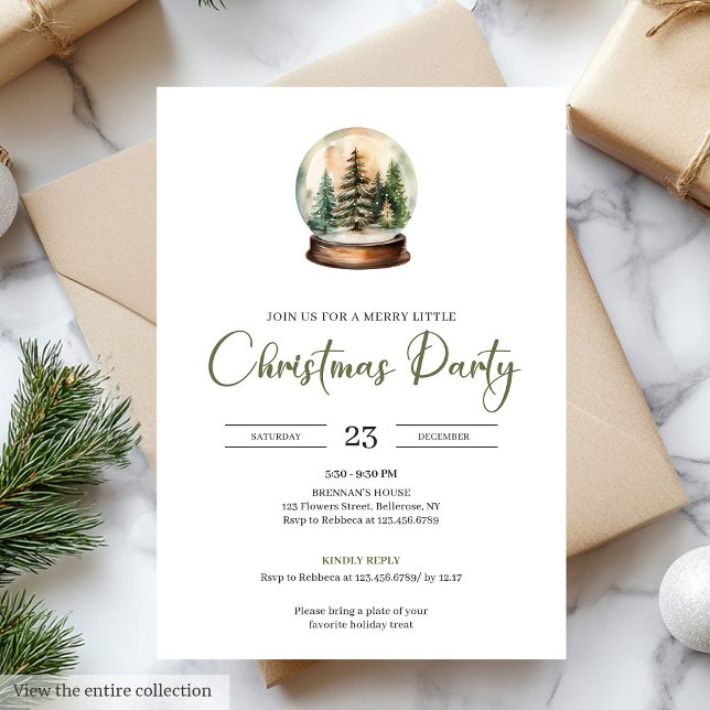 Invitación Chic Hygge Scandinavian Moss Green Beige Christmas (Chic Hygge Scandinavian Moss Green Beige Christmas Invitation)