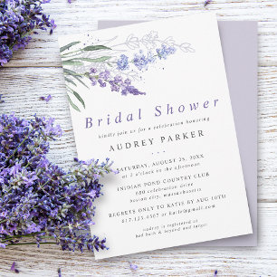 Invitación Chic Lavanda Aquarela Ducha de Novia