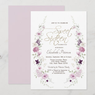 Invitación Chic Lavander Flores Silvestres Dulces 16