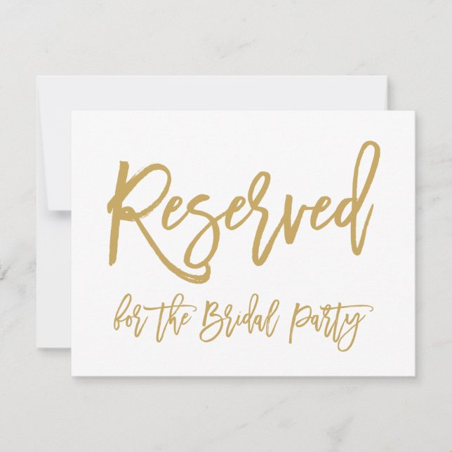 Invitación Chic Letra a Mano Dorada Reservado Fiesta de Boda (Anverso)