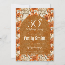 Invitación Chic Lilies Accent 80Th Birthday