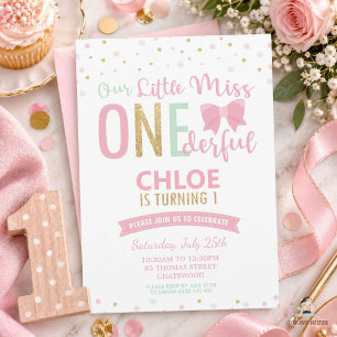 Invitación Chic Little Miss ONEderful Cumpleaños 1st Cumpleañ