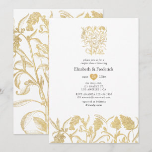 Invitación Chic Lluvia De Oro Floral Para Parejas