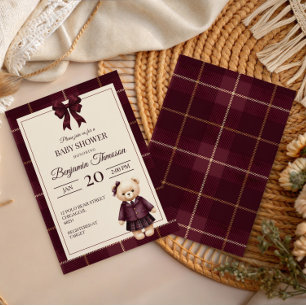 Invitación Chic Luxuoso Oso de peluche baby shower