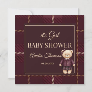 Invitación Chic Luxury Teddy Bear baby shower 