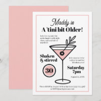Invitación Chic Martini para 30 años o cualquier e