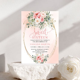 Invitación Chic Minimal Blush Gold Sweet 16 Birthday Invite