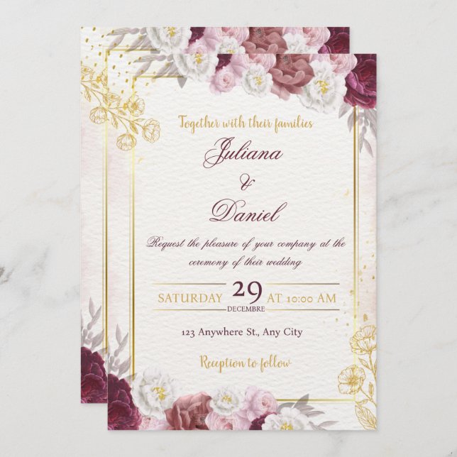 Invitación Chic Minimal Wedding Invitation (Anverso / Reverso)