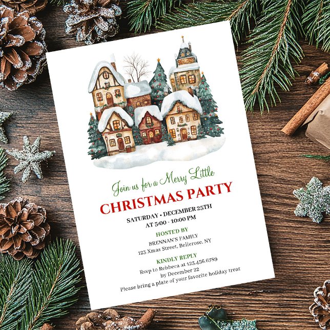 Invitación Chic minimalist Christmas scene festive dinner  (Chic minimalist Christmas scene festive dinner invite)