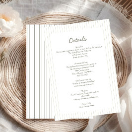 Invitación Chic Minimalist Stripe Green Wedding Details