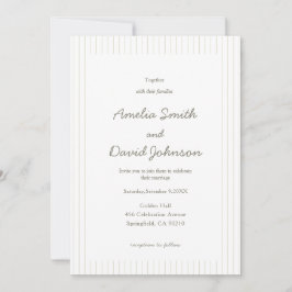 Invitación Chic Minimalist Stripe Green Wedding Invitation 