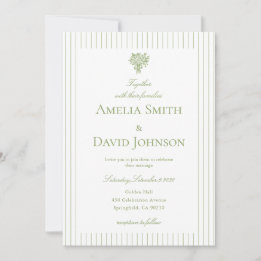 Invitación Chic Minimalist Stripe Green Wedding Invitation