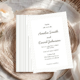 Invitación Chic Minimalist Stripe Green Wedding Invitation 