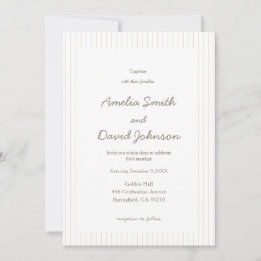 Invitación Chic Minimalist Stripe Green Wedding Invitation
