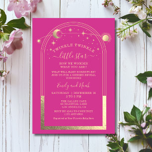 Invitación Chic Místico Rosa Dorado Sol Luna Estrellas Baby S