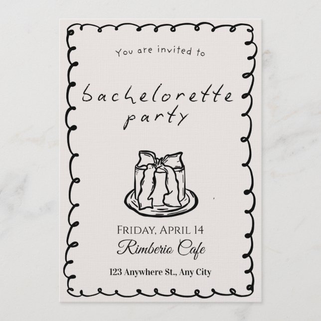 Invitación Chic Modern Bachelorette Party Invitation for Brid (Anverso)
