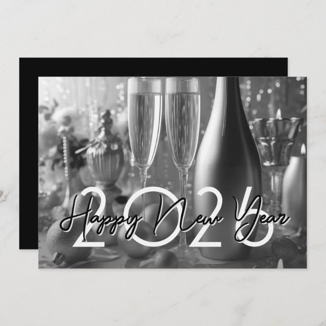 Invitación Chic Modern New Year's Eve Party (Anverso / Reverso)