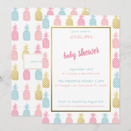Invitación Chic Moderna Ducha de Bebé Tropical Piña